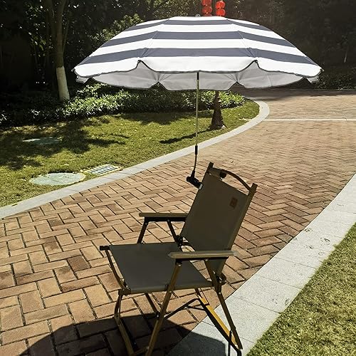Miniatura 6 de Sombrilla para silla con abrazadera, parasol con clip UPF 50+ de 46 pulgadas para patio, sillas de playa, cochecitos, sillas de ruedas, carritos de