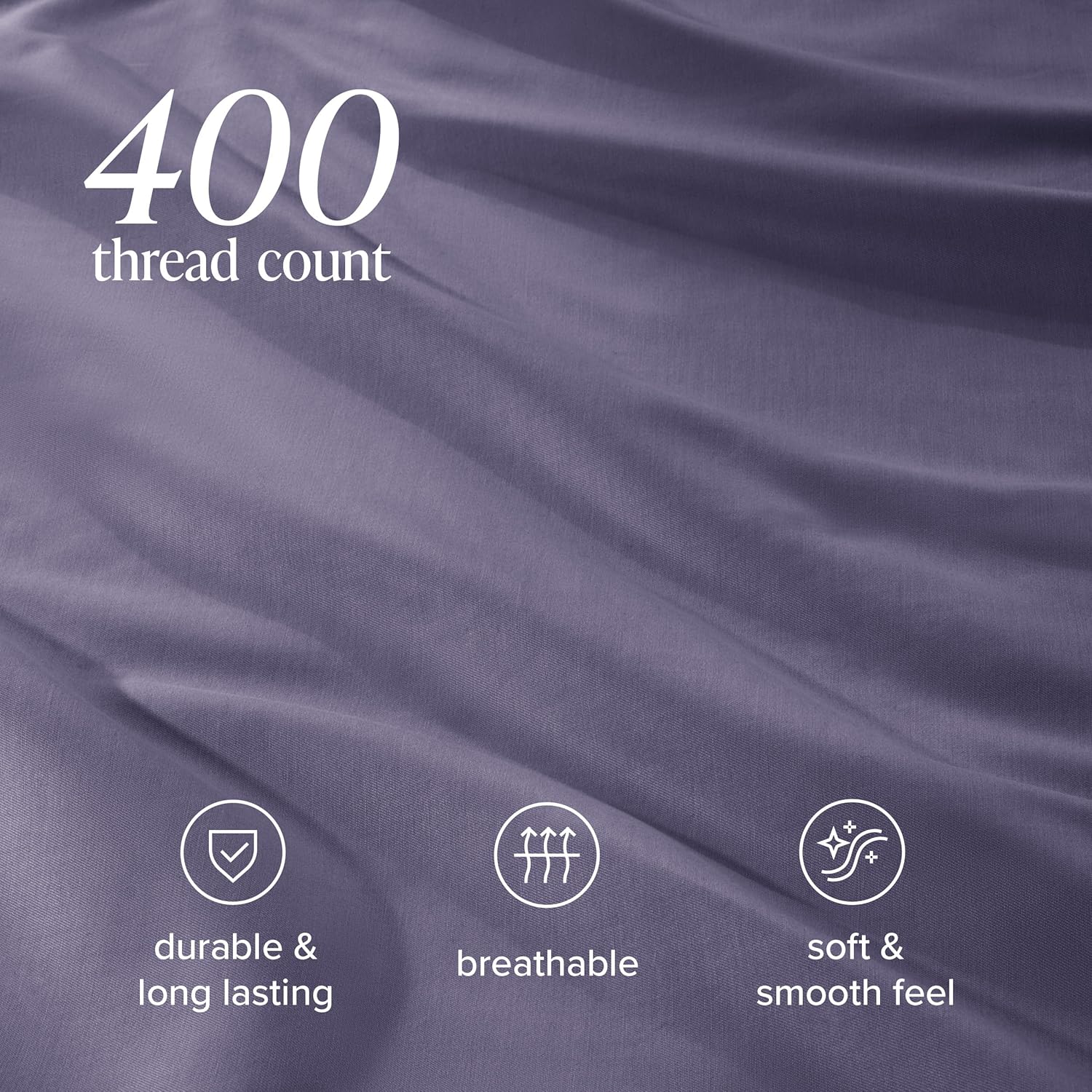 Bare Home 100% Organic Cotton King Sheet Set - 400 Thread Count - Smooth Sateen Weave - Breathable & Cooling - Hotel Luxury Set - Deep Pocket Bed Sheets (King, Dusty Purple)