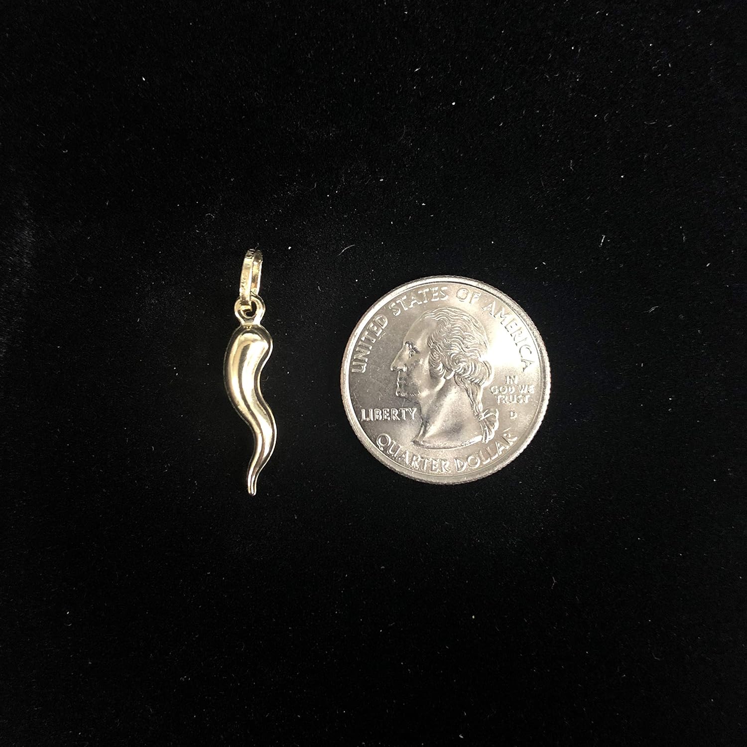 Ioka - 14K Yellow Gold Cornicello Italian Horn Charm Tiny Size Good Luck Pendant For Necklace or Chain
