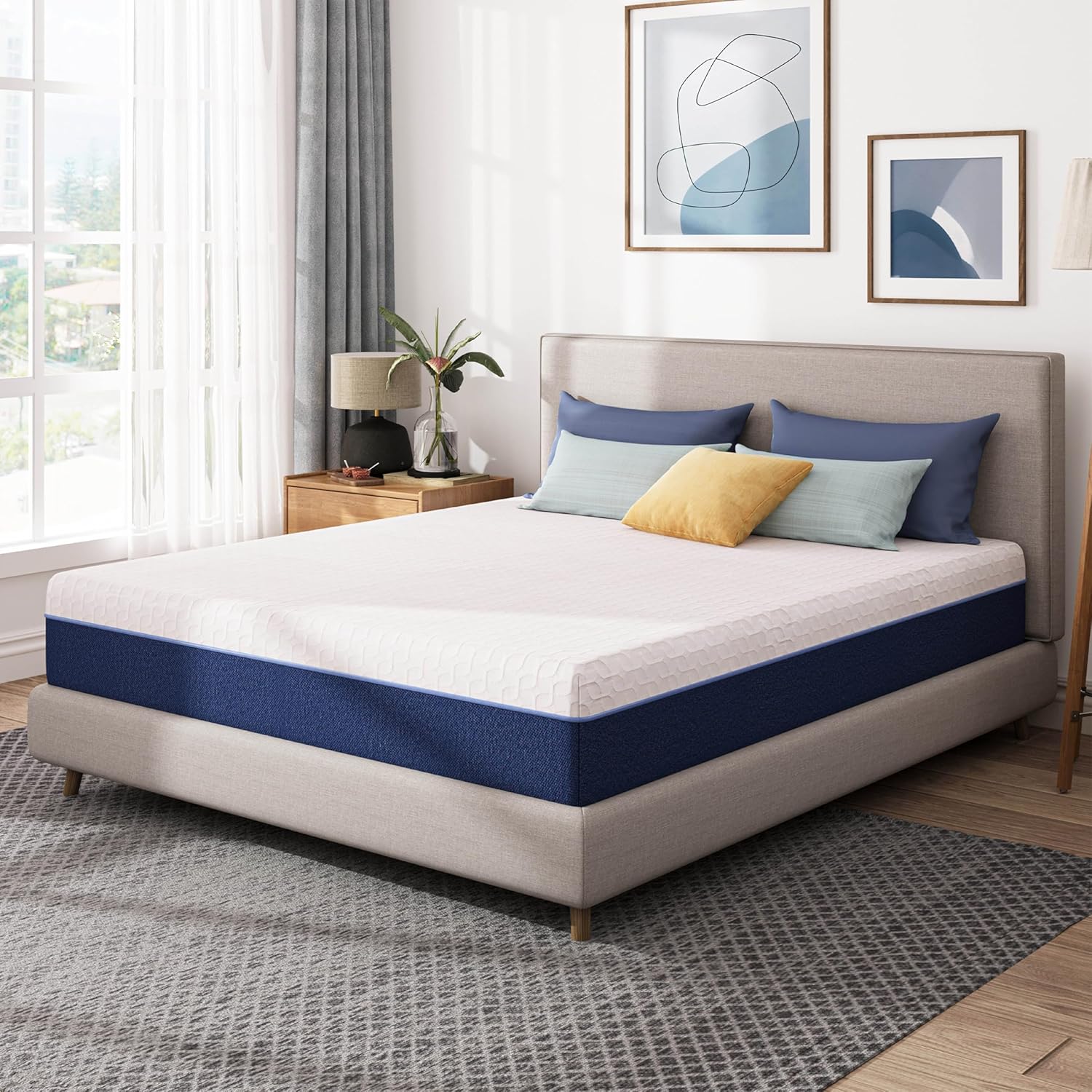 8 Inch Queen Gel Cooling Memory Foam Mattress, Pressure Relief, Medium Firm Support,Mattress in a Box, CertiPUR-US Certified