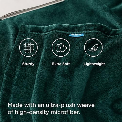 Miniatura 3 de Bedsure - Manta de vellón, tamaño queen, suave, ligera, afelpada, mullida, acogedora, de microfibra, color verde esmeralda, 90 x 90 pulgadas