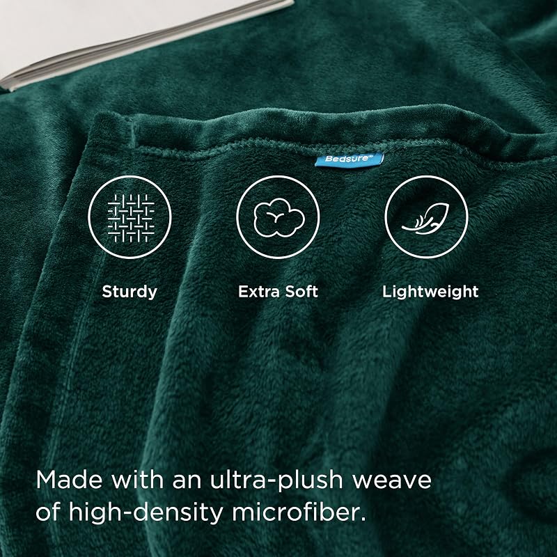 BEDSURE XXL Puha Fleece Takaró 230x270 cm, Meleg Téli Pléd Kanapéra, Sötétzöld