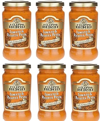 Filippo Berio Pesto, Tomato & Ricotta, 6.7 Ounce Glass Jar, Pack of 6