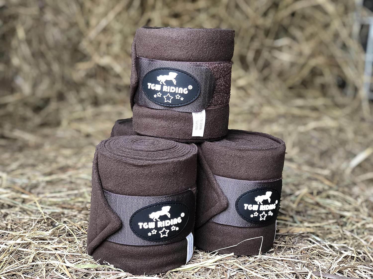 TGW RIDING Polo Leg Wraps, Equine Fleece Polo Wraps (Set of 4) - Horse Leg Bandages (Brown) : Pet Supplies