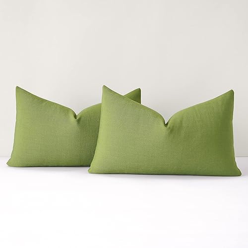 Miniatura 9 de Mixhug Juego de 2 fundas de almohada decorativas de lino para sofá y cama, color beige, 18 x 18 pulgadas