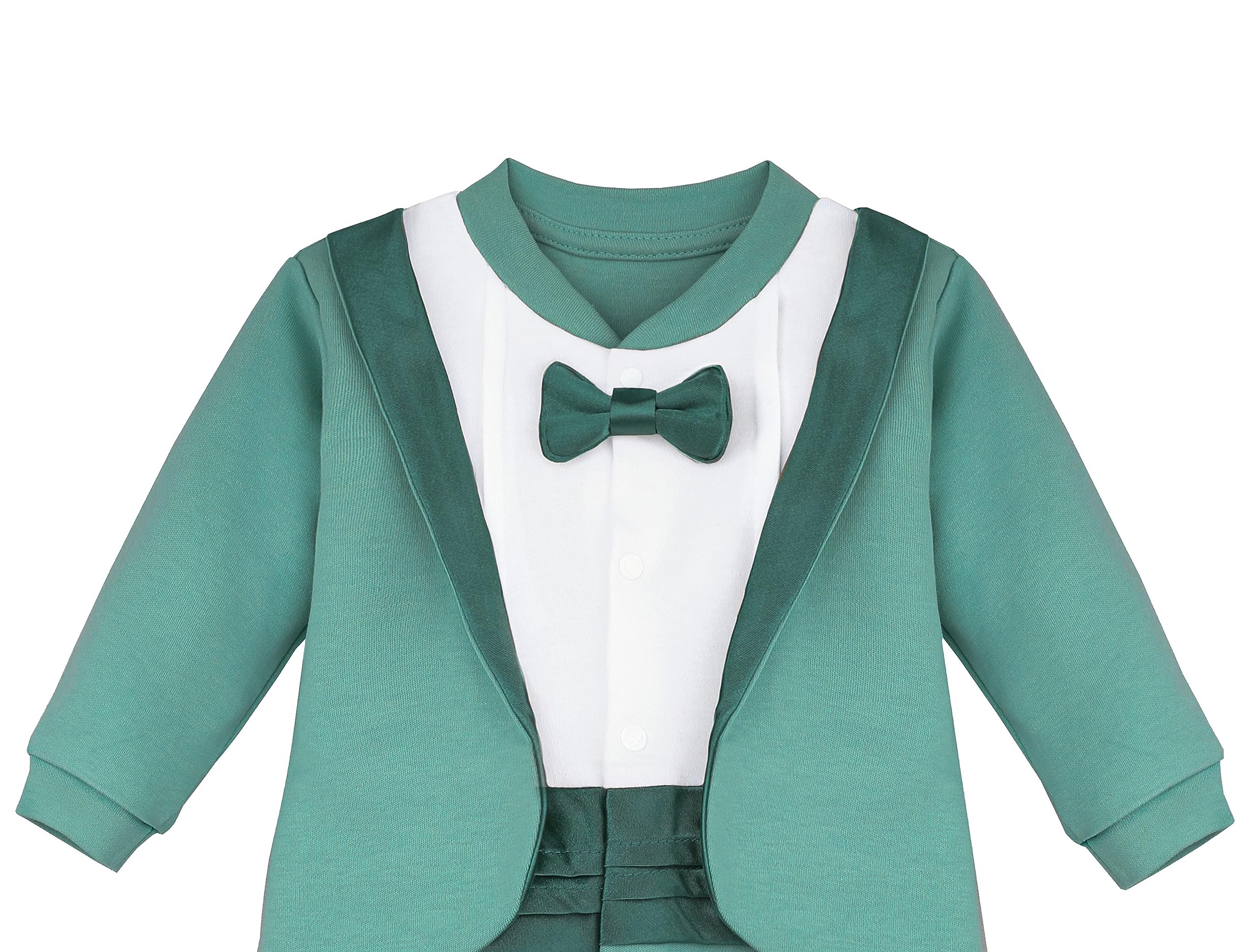 Lilax Baby Boy Gentleman Tuxedo Footie Christmas Holiday Outfit with Bow Tie