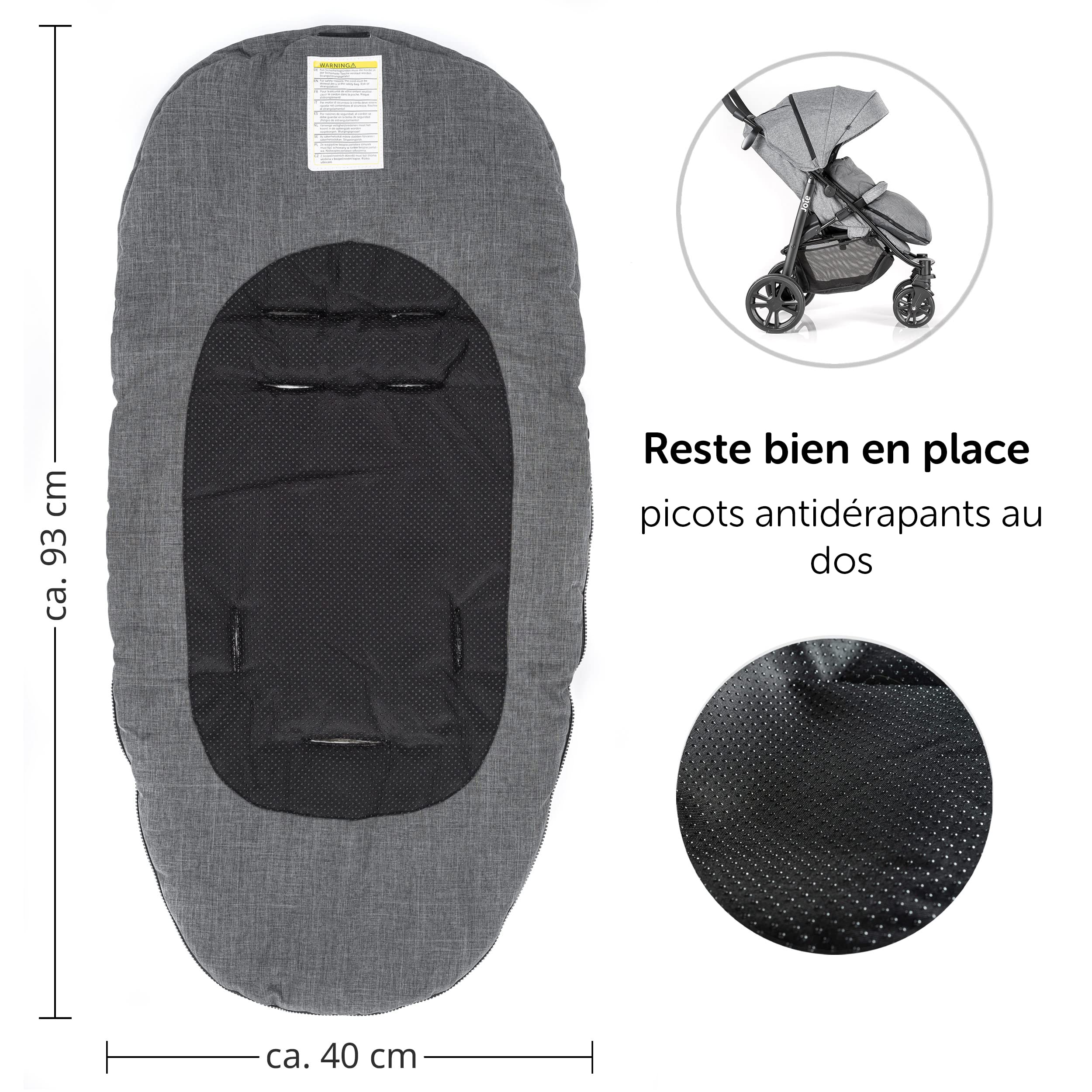 Zamboo Chanceliere Universelle pour Poussette, Siege Auto et Nacelle Bébé - 2 en 1 Couverture bebe Hiver et Coussin Siège Poussette en Polaire Doux, Sac Rangement Inclus - Gris