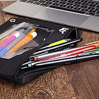 Vista 7 de Mr. Pen Estuche de tela para lápices con 3 agujeros para carpeta, color negro, juego de 2