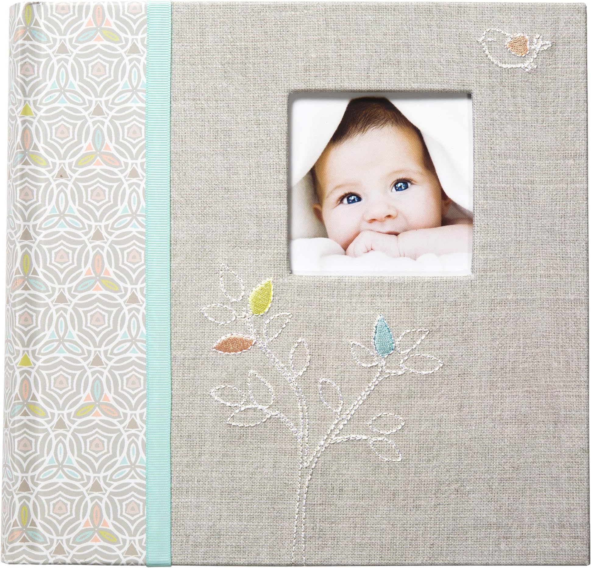 C.R. Gibson'S Gray Linen Baby Photo Album Photobook, 9.3 X 9.1 1.8 Inches, 80 Pages