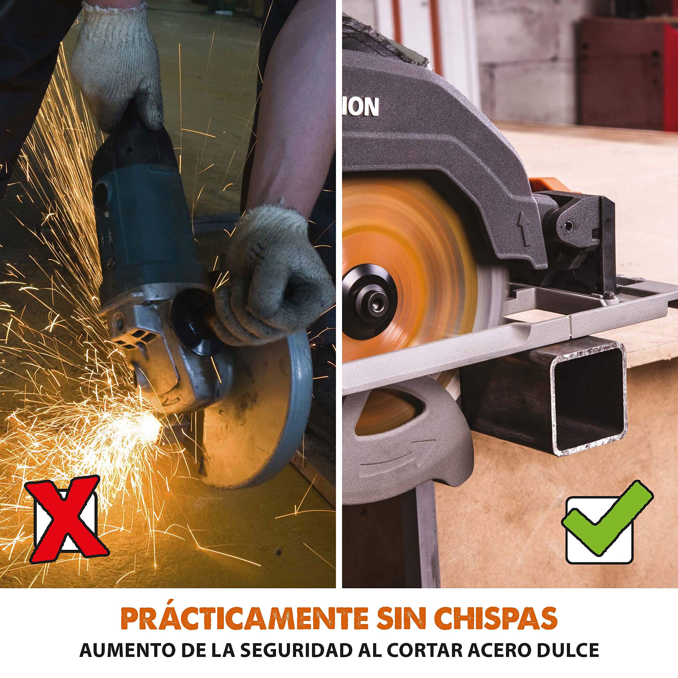 EVOLUTION POWER TOOLS R185CCSX Sierra Circular multimaterial Compatible (Paquete de combinación 1020 mm con guía incluida), 230 V, 185 mm