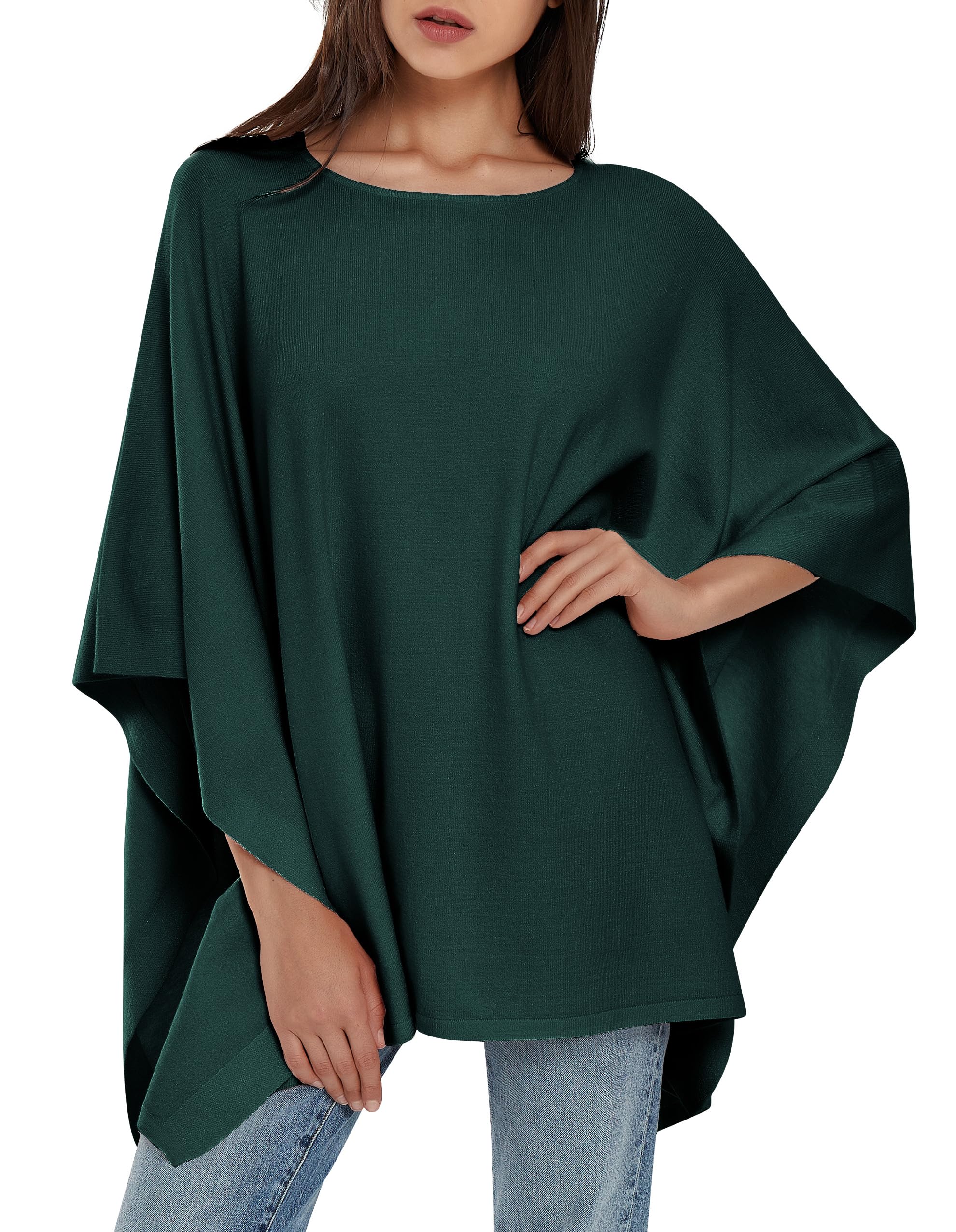 PULI Women's Pullover Poncho Sweater Knit Layering Top Travel