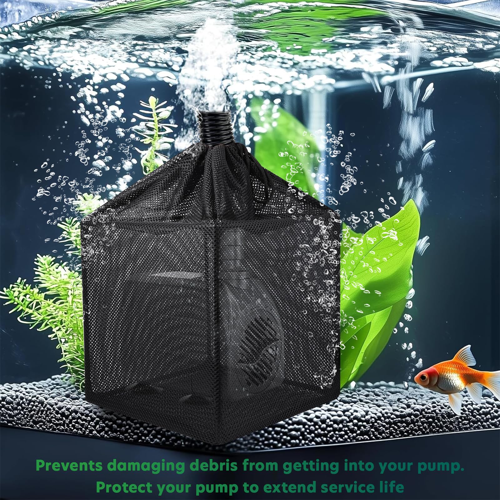 OUMEE Contenitore per filtro a pompa, borsa barriera per laghetti, grandi sacchetti a rete per filtri per laghetti d'acqua all'aperto (13,2 cm)