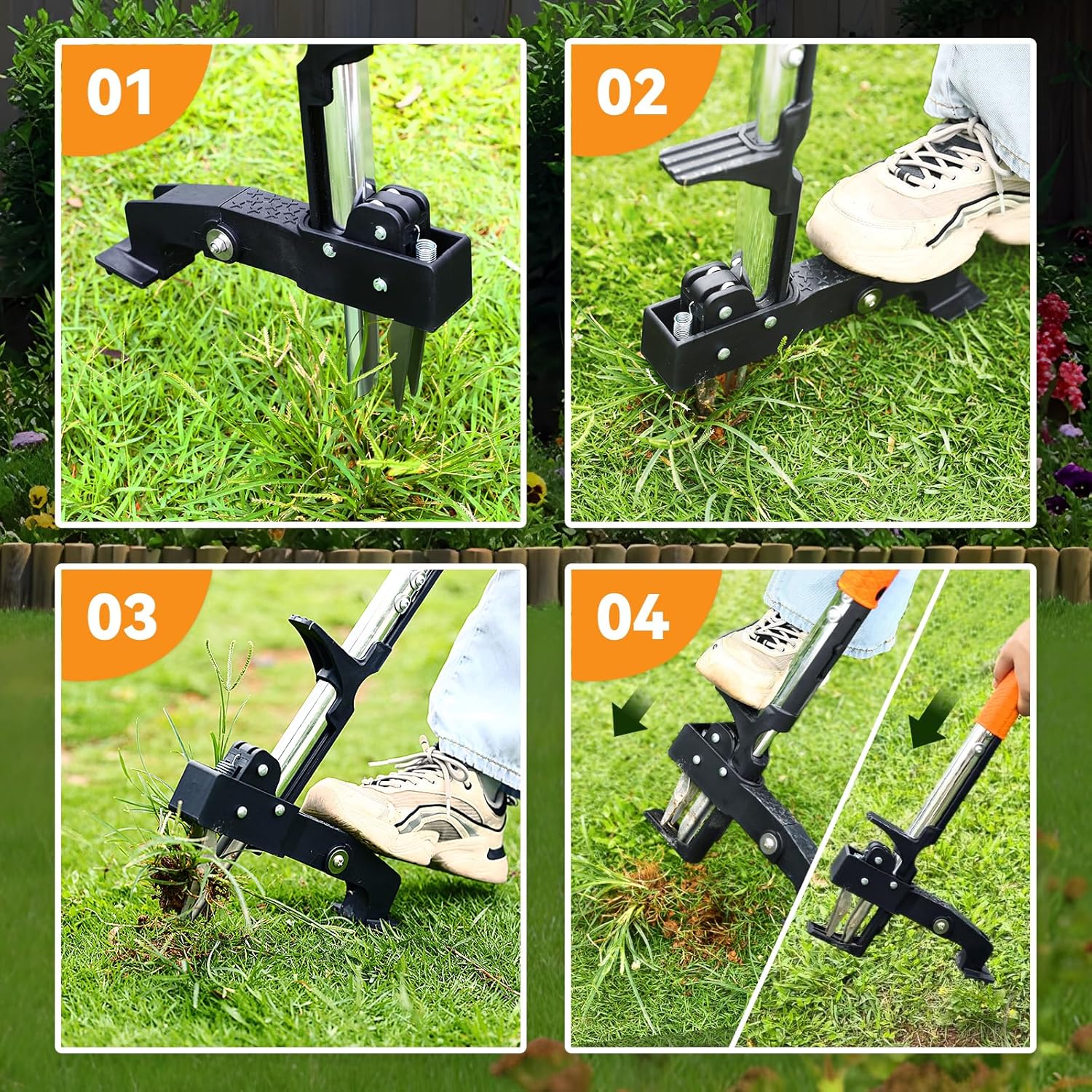 Fulljion Weed Puller Tool,Detachable Stand Up Weed Puller with Long Handle,3-Claw Steel Head Weeder Tool,No Bending/Kneeling for Lawn, Yard & Garden Tool,Easily Remove Weeds