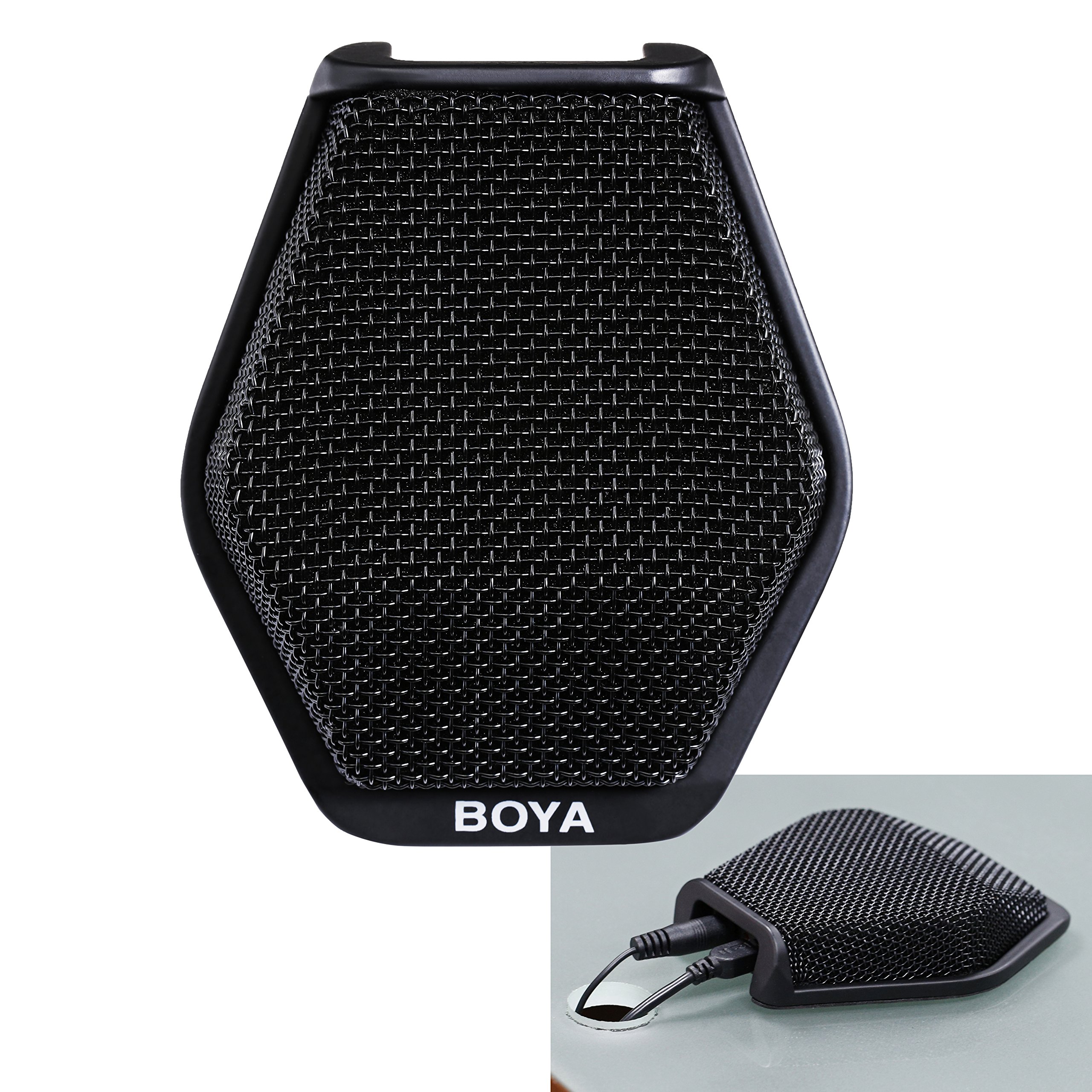 Boya Super-Cardioid Condenser Conference Microphone, Mic with 3.5mm Audio Jack & 5V USB Interface 16ft Pickup Distance for Conference Room Seminars and Other Occasions