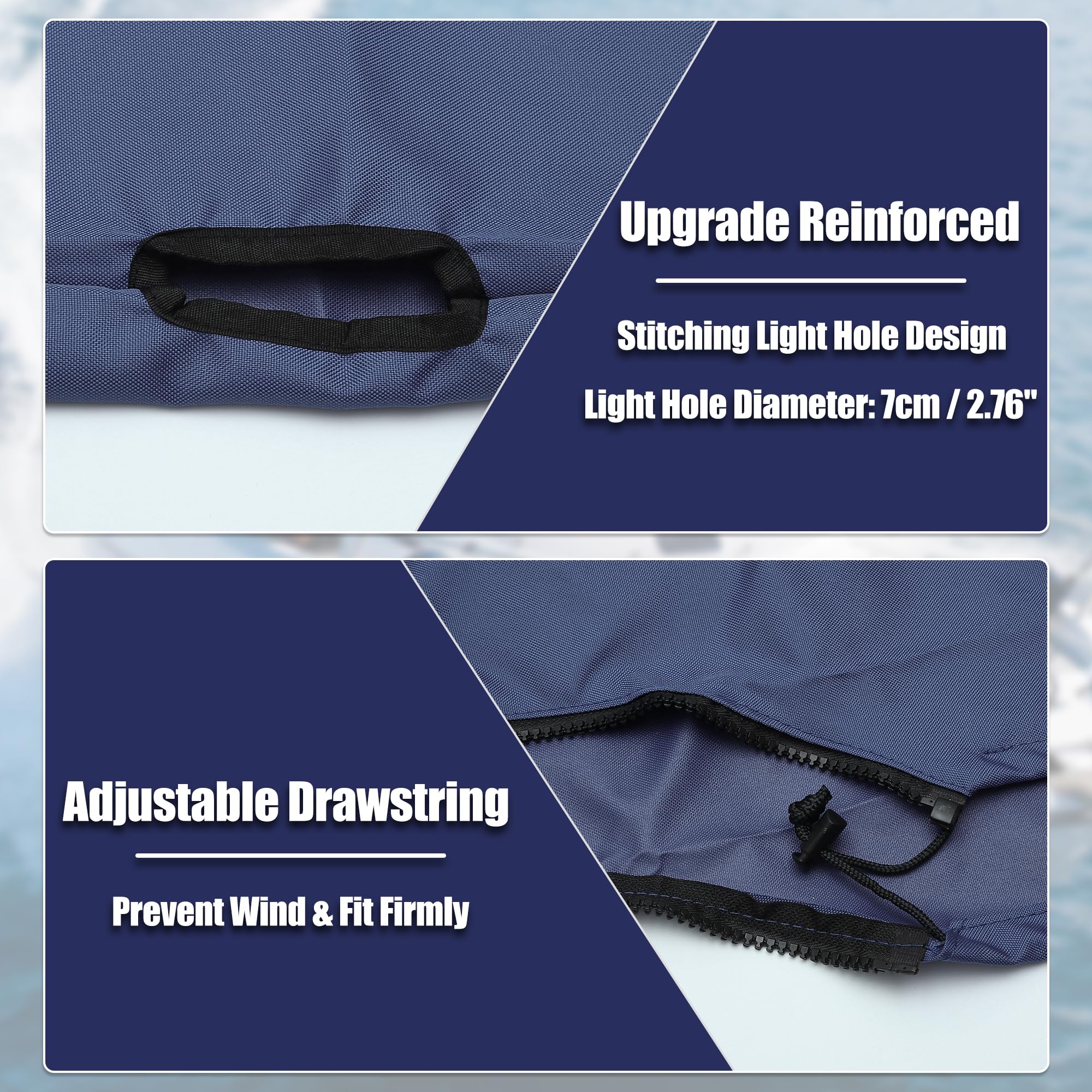 X AUTOHAUX Tenda Bimini per Barca con Stoccaggio e Foro per Luce Blu Scuro 231 cm - 244 cm L
