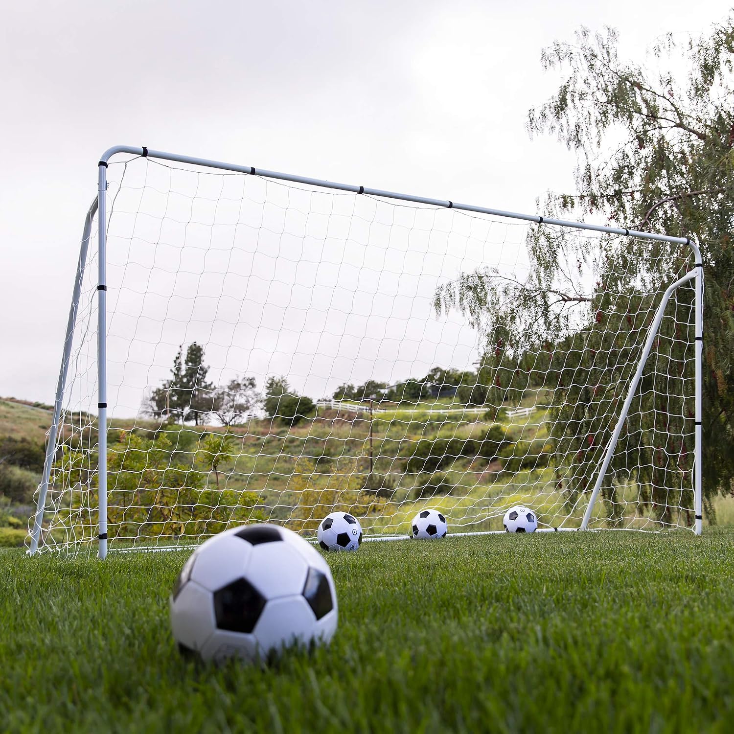 Best Choice Products 12x6ft Portable Weather-Resistant Steel Frame Soccer Goal Sports Training Tool Accessory for Outdoor, Backyard w/ Net, Straps, and Anchors - White