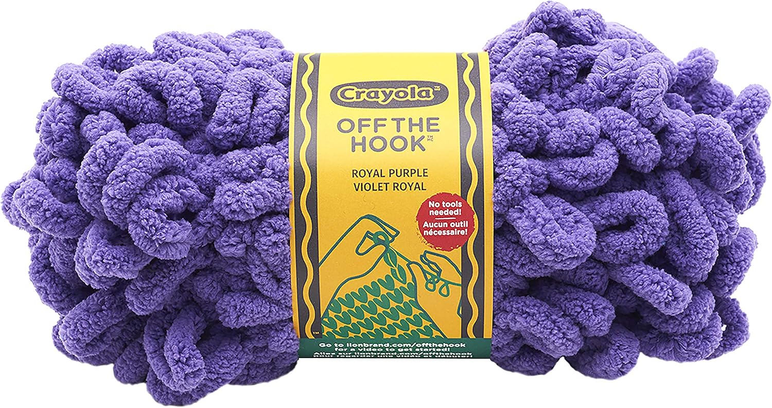 LION BRAND YARN COMPANY YARN CRAYOLA OFF THE HOOK 85 PURP, (3oz / 85g), Royal Purple
