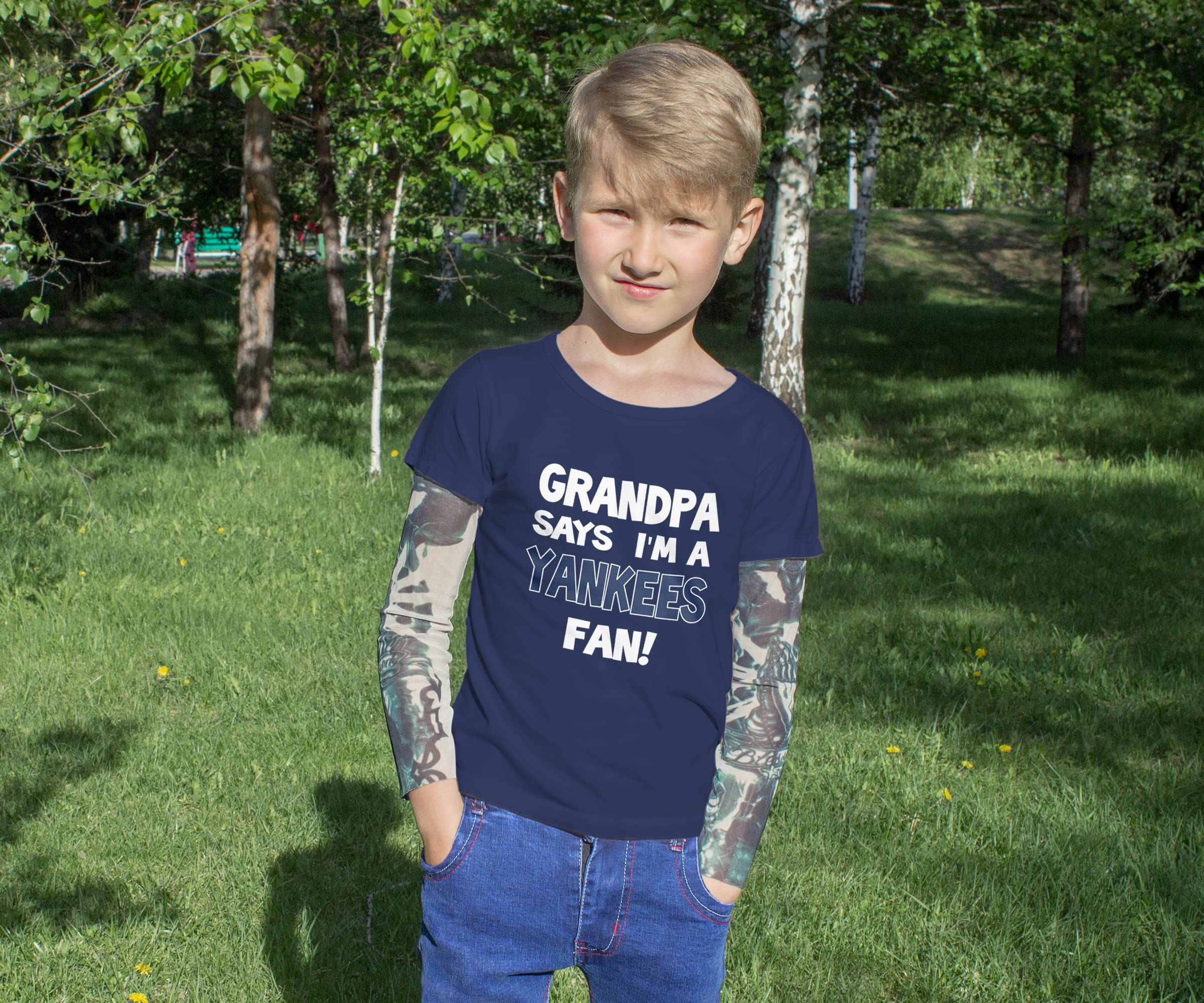 NanyCrafts Kid's Grandpa says I'm a Yankees Fan T-Shirt 18 Months Navy