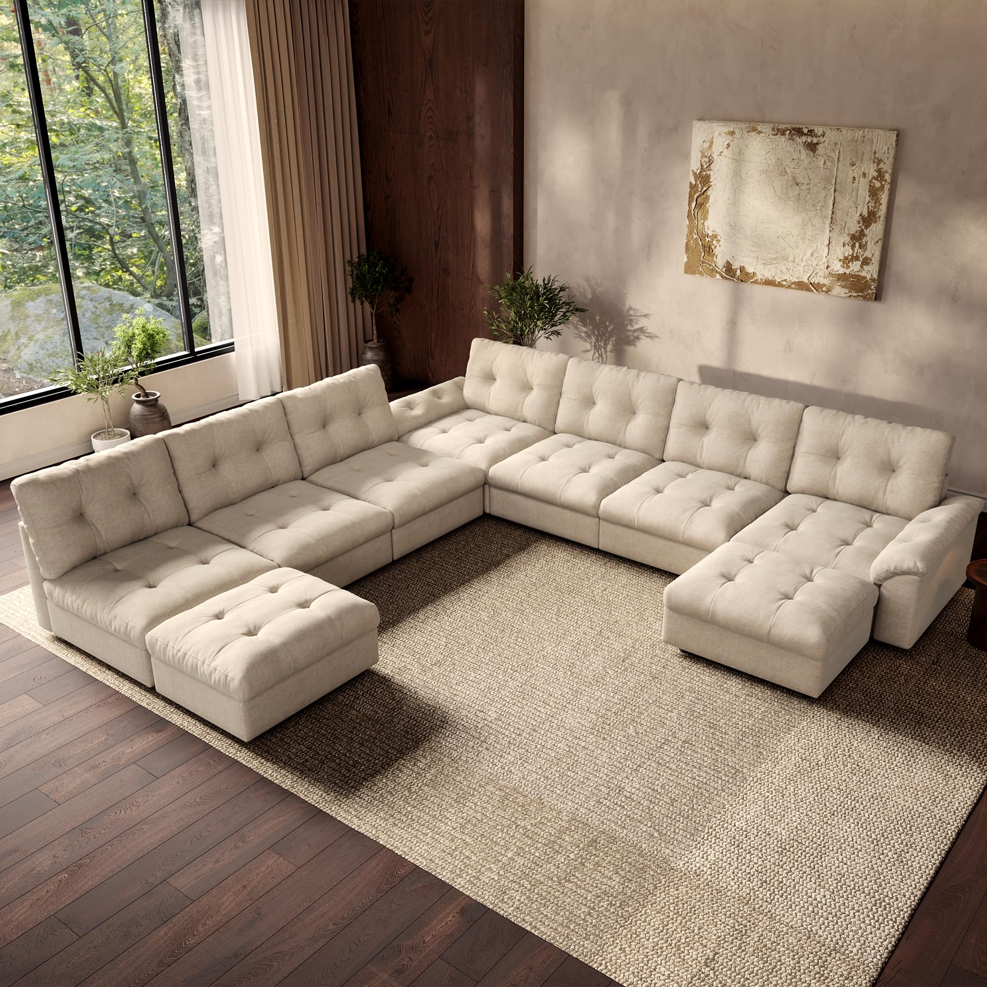 Oversized Modular Sectional Sofa with Stoarage Ottoman Modern Deep Seat Cloud Couch for Living Room L-Shapede Large Sectional