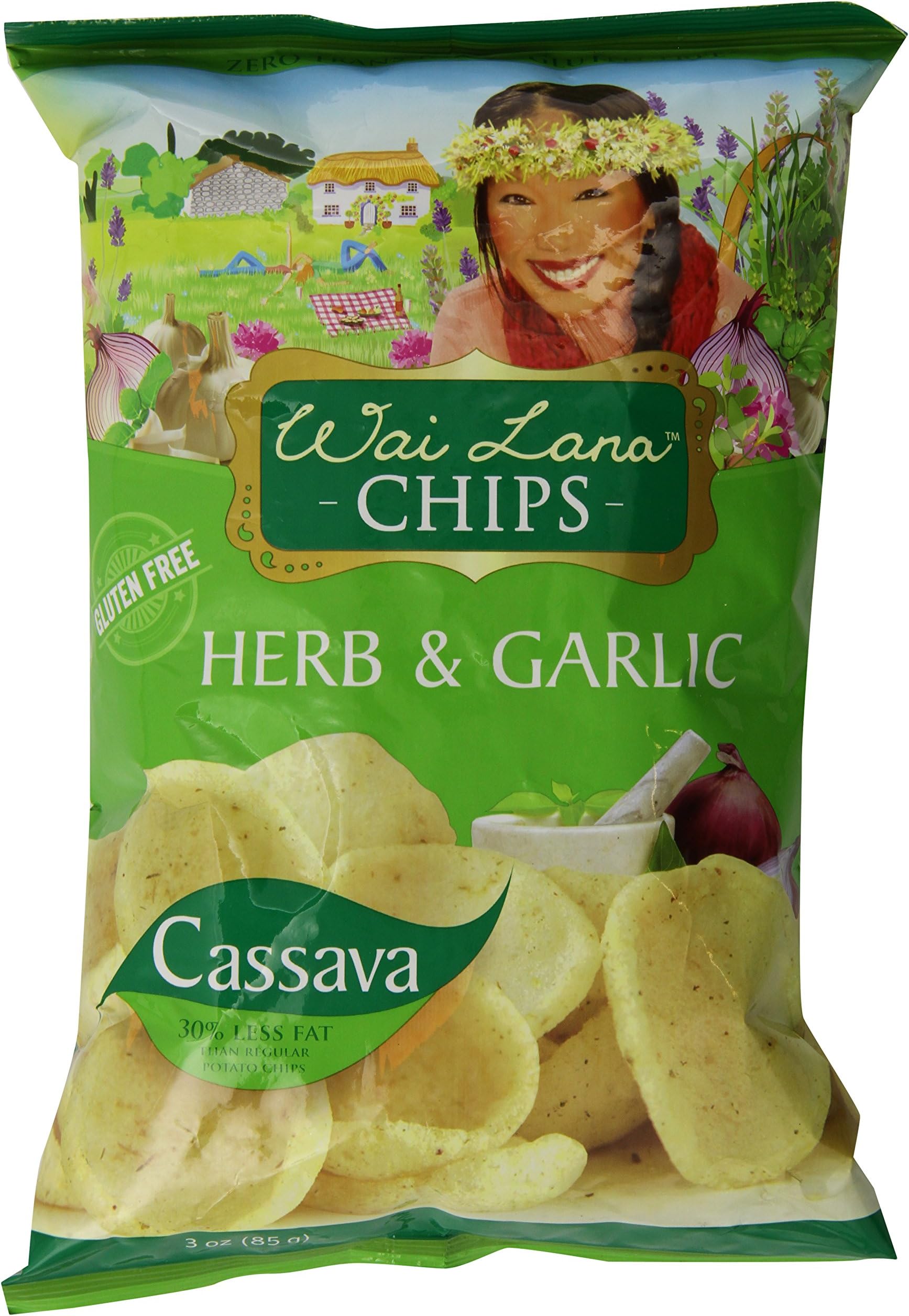 Wai Lana Chips, Herb and Garlic, 3 Ounce