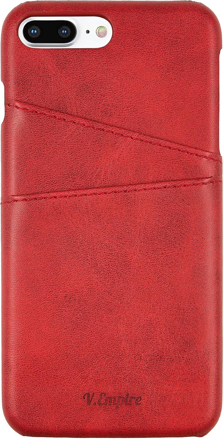 iPhone 7 Plus iPhone 8 Plus Wallet Case with Card Holder, Premium PU Leather Card Slots Case, Durable Shockproof Cover 5.5 Inch (Red)