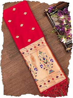 DEVANGI Women's Woven Paithani Banarasi Silk Dupatta/Chunni For Women, Floral Print 1 Meter Wide and 2.3 Meter Length Prin... Price In India