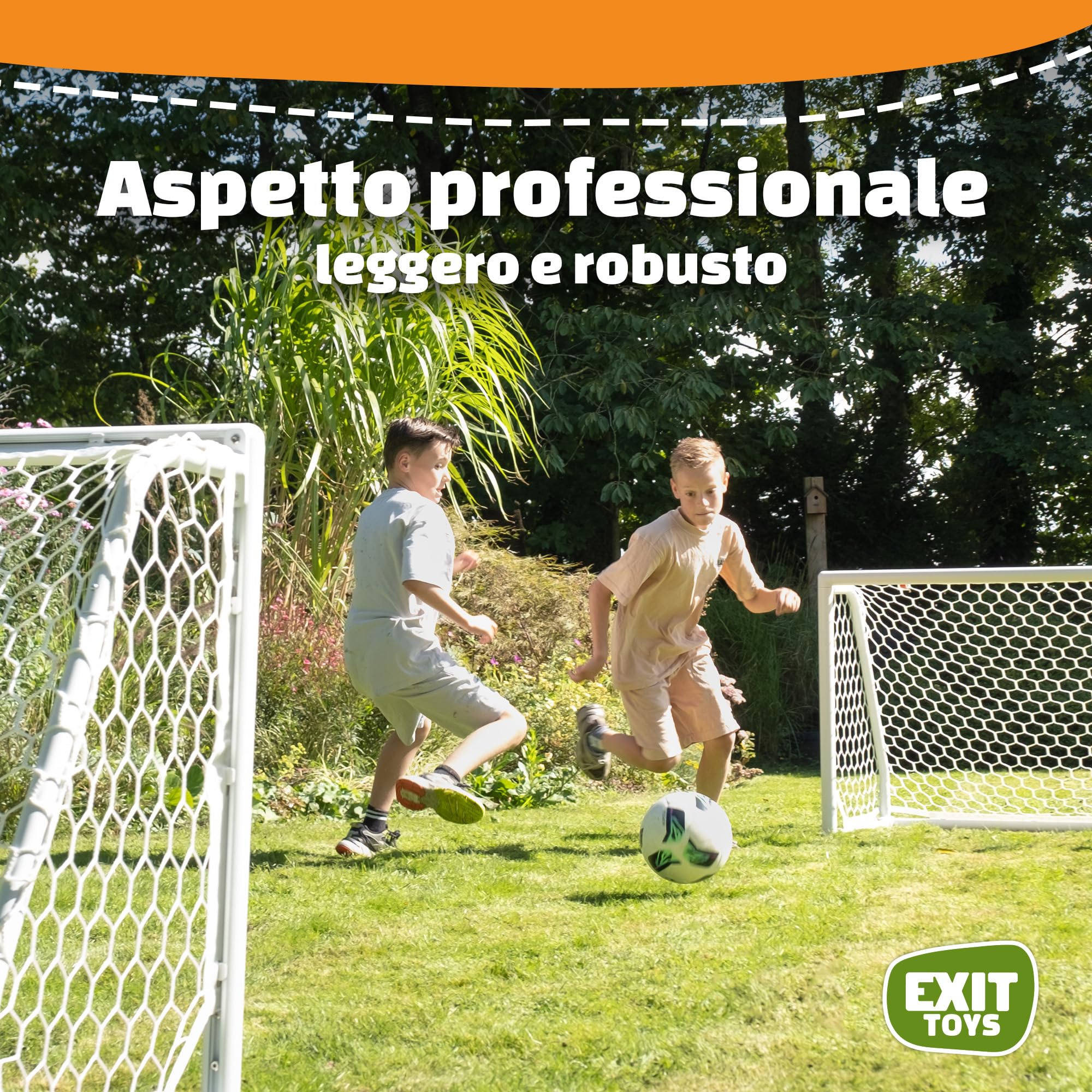EXIT Scala Porta da Calcio in Alluminio - Leggera - Molto Resistente - Alluminio Inossidabile di Alta Qualità - Porta da Calcio Professionale - Allenati nelle Abilità Calcistiche - 120x80cm - Bianco