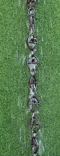 Miniatura 5 de KAM Home Cadena de lluvia jaula para pájaros Cadena de bronce RainChain de 8.5 pies (bronce) con adaptador de canalón de perno de latón para