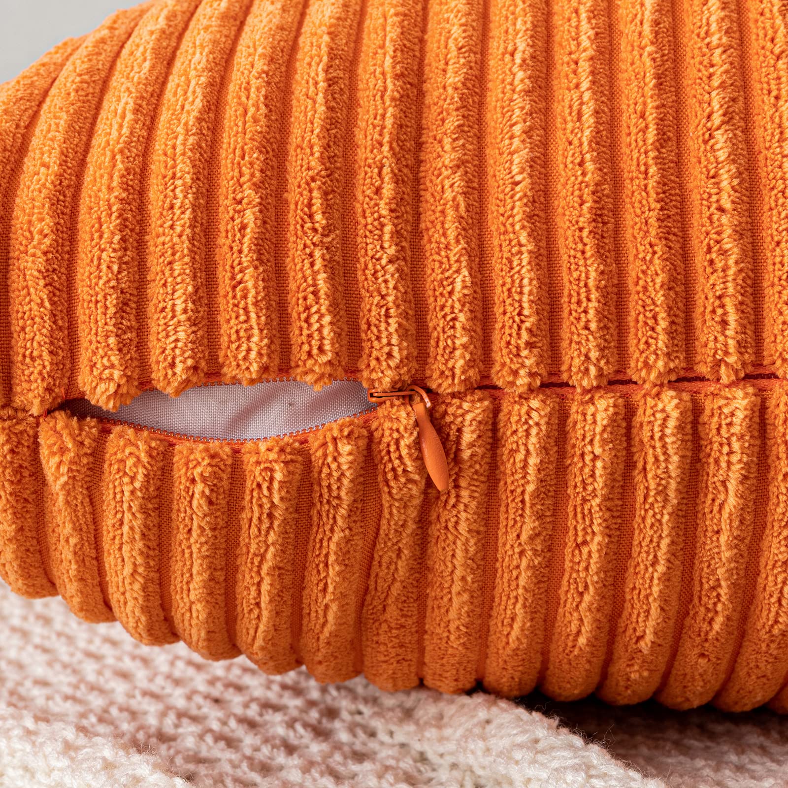 2 Federe Cuscino In Velluto A Coste 50x50 Cm | Morbide E Robuste Per Divano E Letto | Colore Arancione | EMEMA