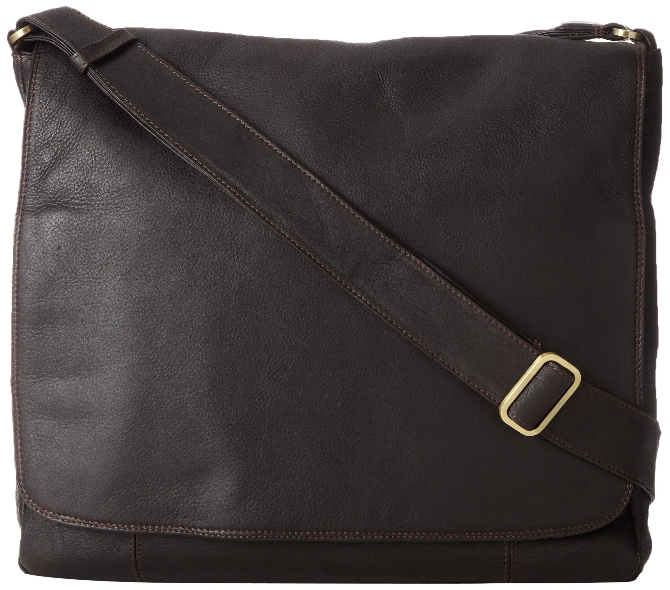 Derek AlexanderLarge 3/4 Flap Unisex Messenger Bag, Brown, One Size
