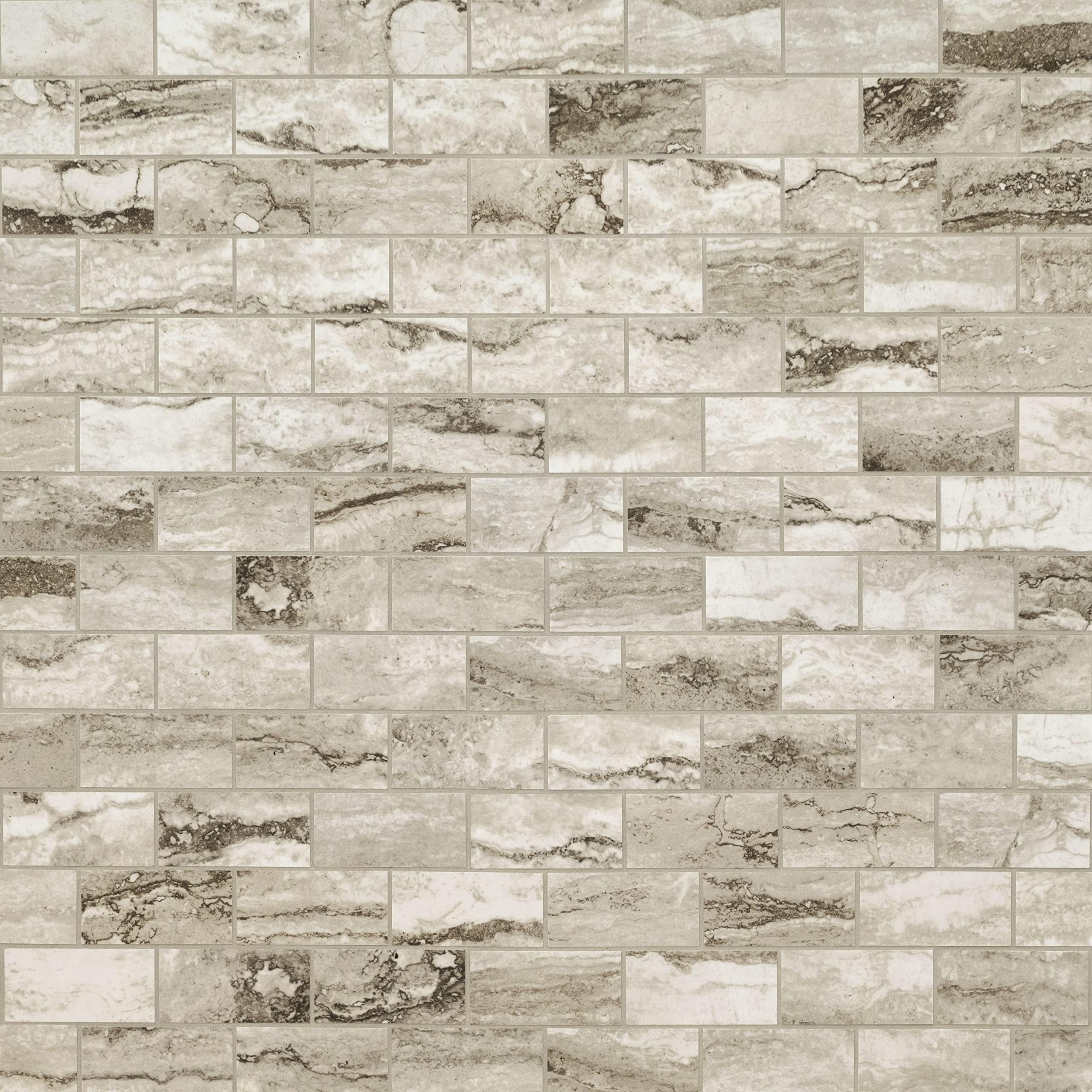 MSI Pietra Bernini Camo Polished Porcelain Subway Tile for Kitchen Backsplash, Wall Tile for Bathroom, Accent Wall Tile, Shower Wall Tile, 12 in. x 12 in. Mesh-Mounted Mosaic Tile (8 sq. ft.)