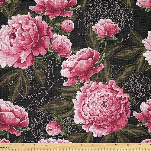 Miniatura 7 de Ambesonne The Yard, Pop Art Inspirations, Siluetas exóticas de hojas de palmera, colores ondulados, tela de microfibra para artes y manualidades,