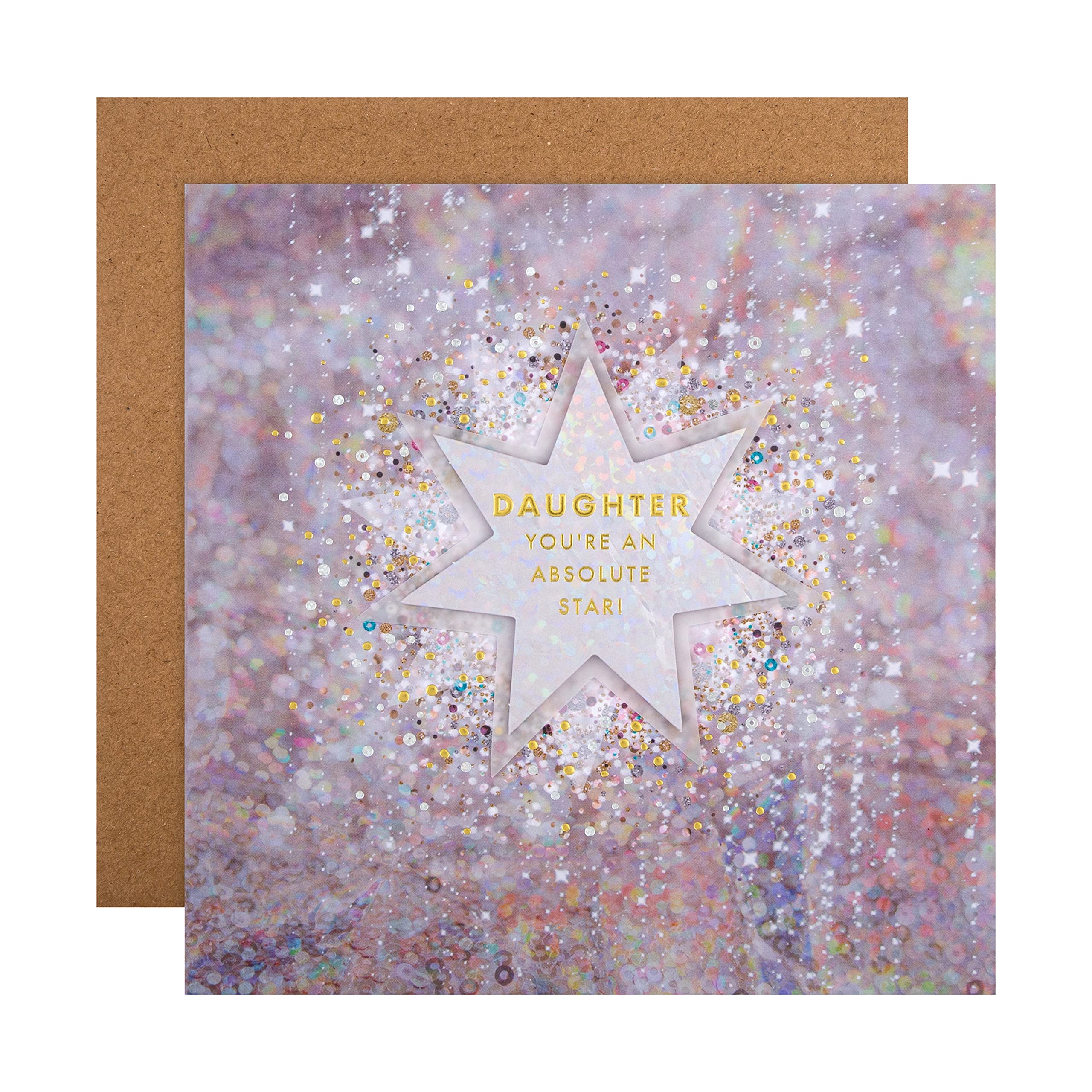 Hallmark Christmas Card for Daughter - Contemporary Foil Star Design