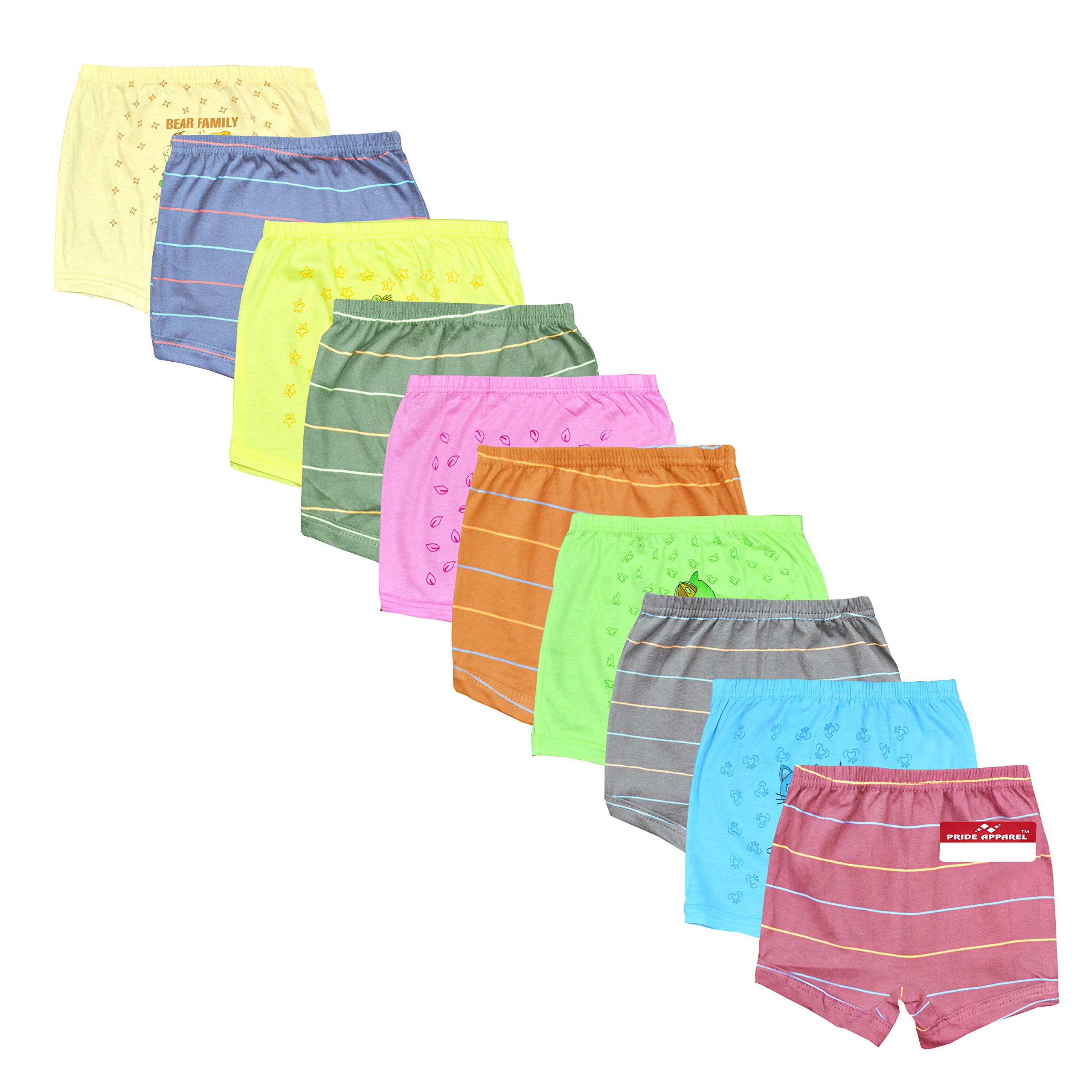 Pride ApparelJunior Brief Unisex Baby Girls Boys Brief Cotton Comfortable Brief Combo for Boys Girls -Pack of 10 (Multicolor)