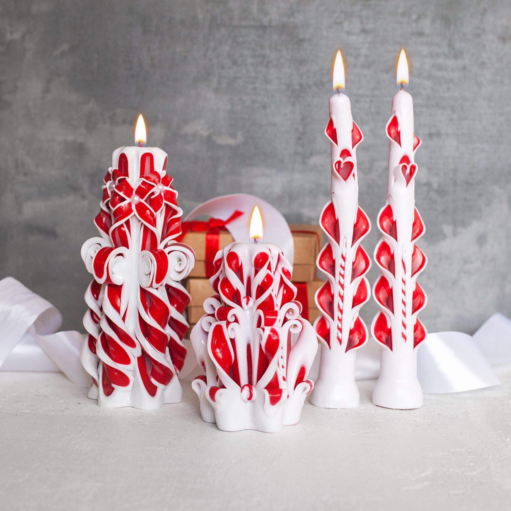 Amazon.co.jp: レッドホワイトクリスマスキャンドル 装飾キャンドル