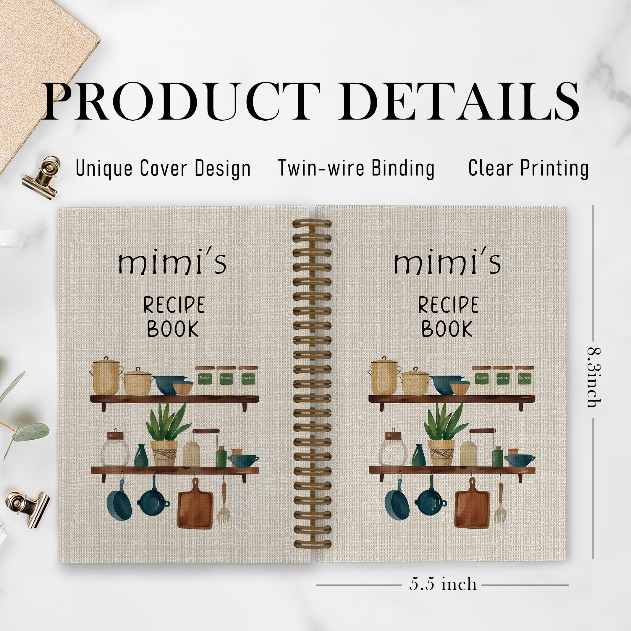 Mimi - Libro de recetas en blanco para escribir en tus propias recetas, cuaderno de diario forrado de recetas Mimi, cuadernos de abuela Mimi para cocina, regalos de cocina para abuela Mimi de