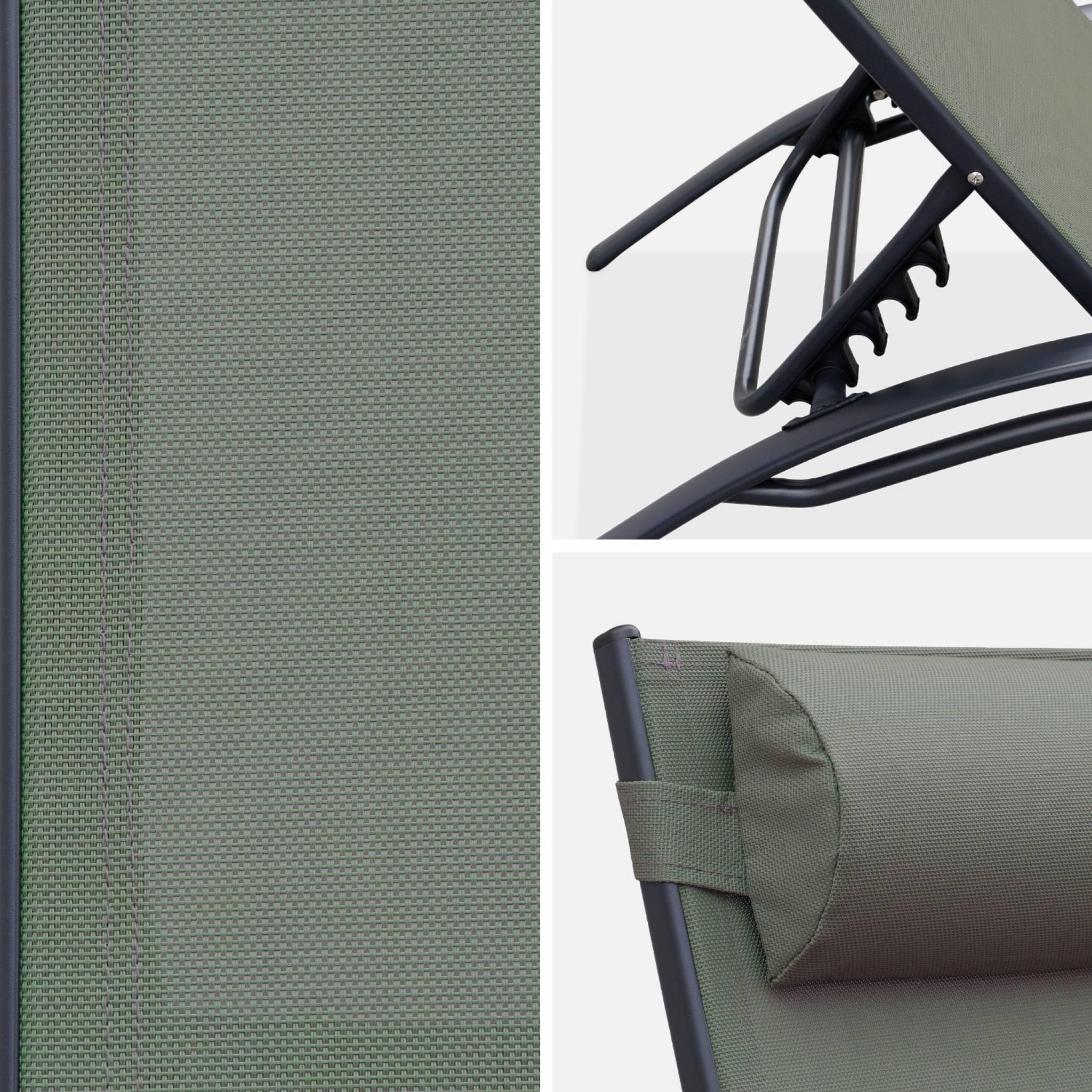 Set 2 sdraio in alluminio textilene multiposizione Antracite - 167x64x82 cm