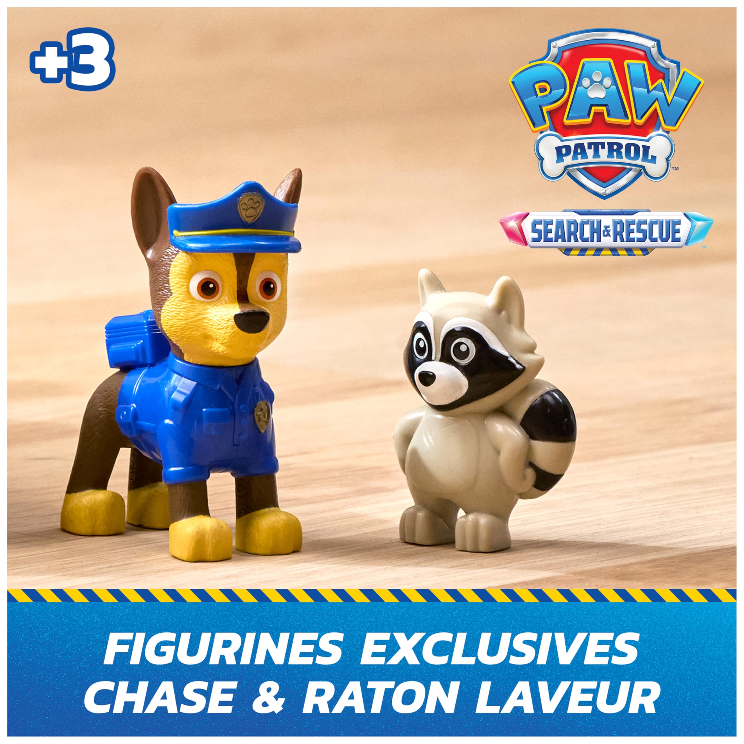 Paw Patrol - Pat Patrouille - Véhicule Figurine Chase Search & Rescue Mission Détectives - Voiture Figurine À Collectionner - Pat Patrouille Jouet - Voiture Enfant - Jouet Enfant 3 Ans Et +