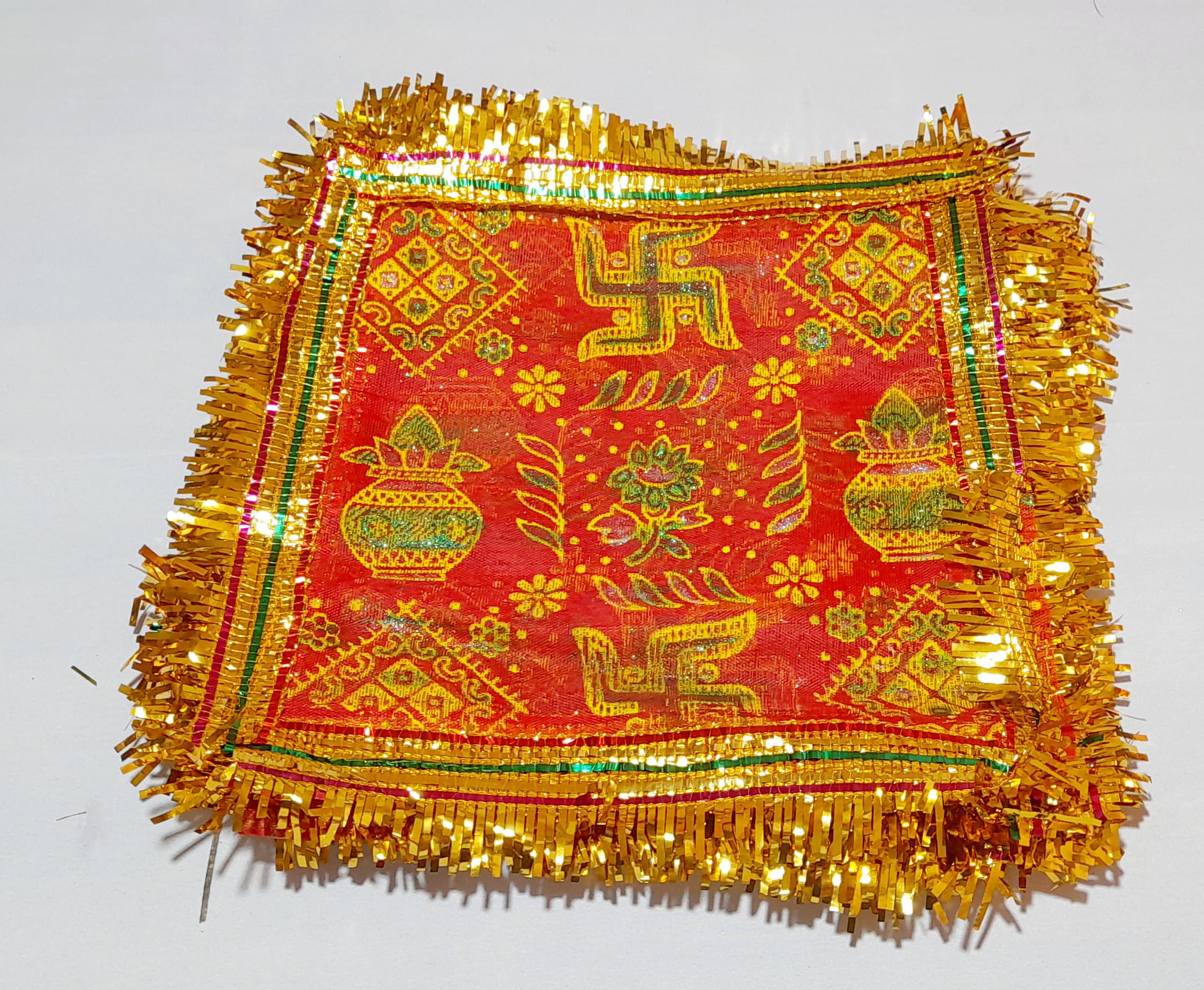 Bhakti2Shakti - Making Worship Special - Navratri Fancy Mata Chunri - 25x25 cm (Pack of 24 chunri) Matarani Ki Chunri | Kanya Poojan Chunri | Fancy design Worship Chunri| 5 border lace