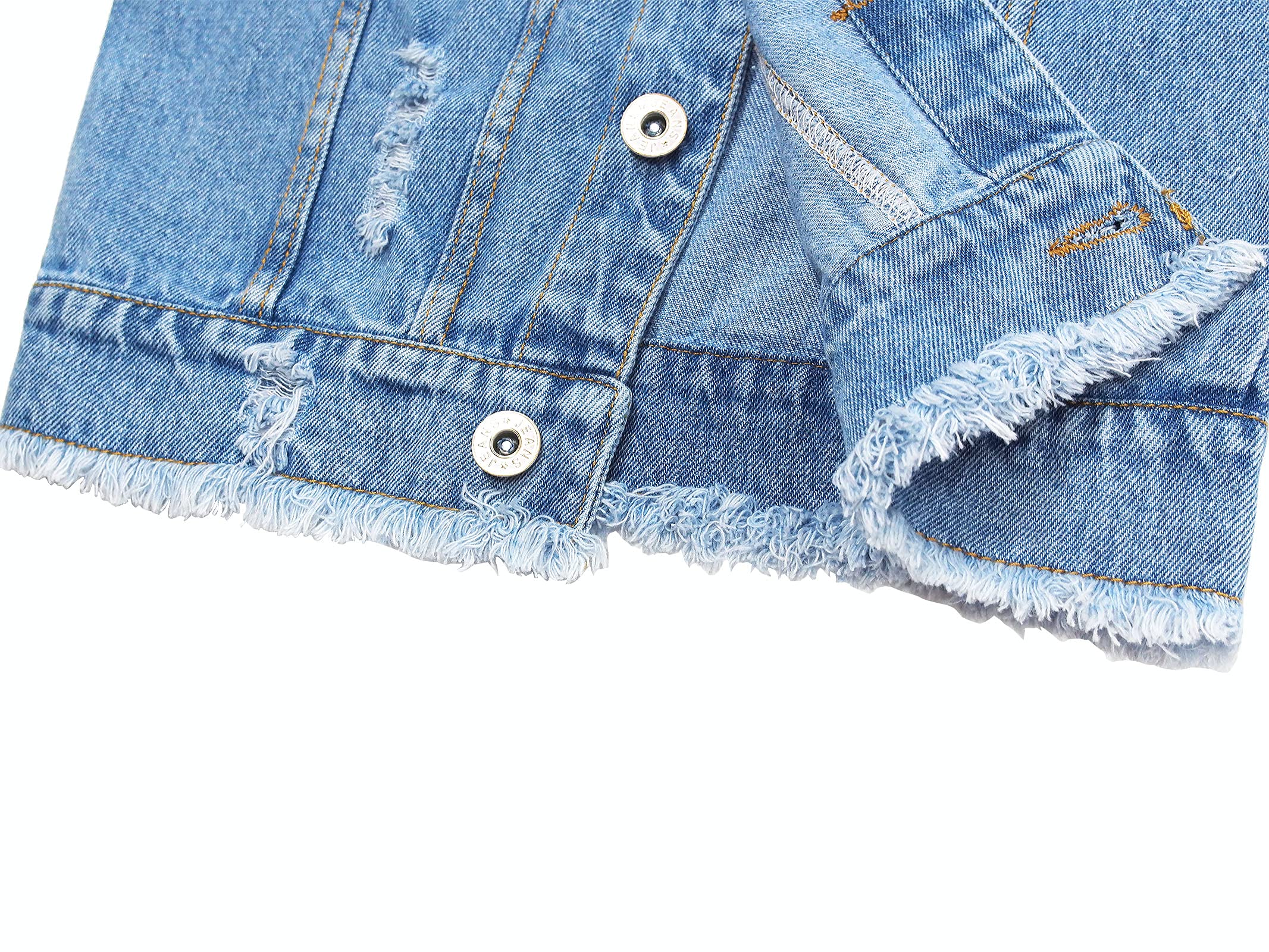 KIDSCOOL SPACE Gilet en jean pour petites filles, gilets en jean pour juniors