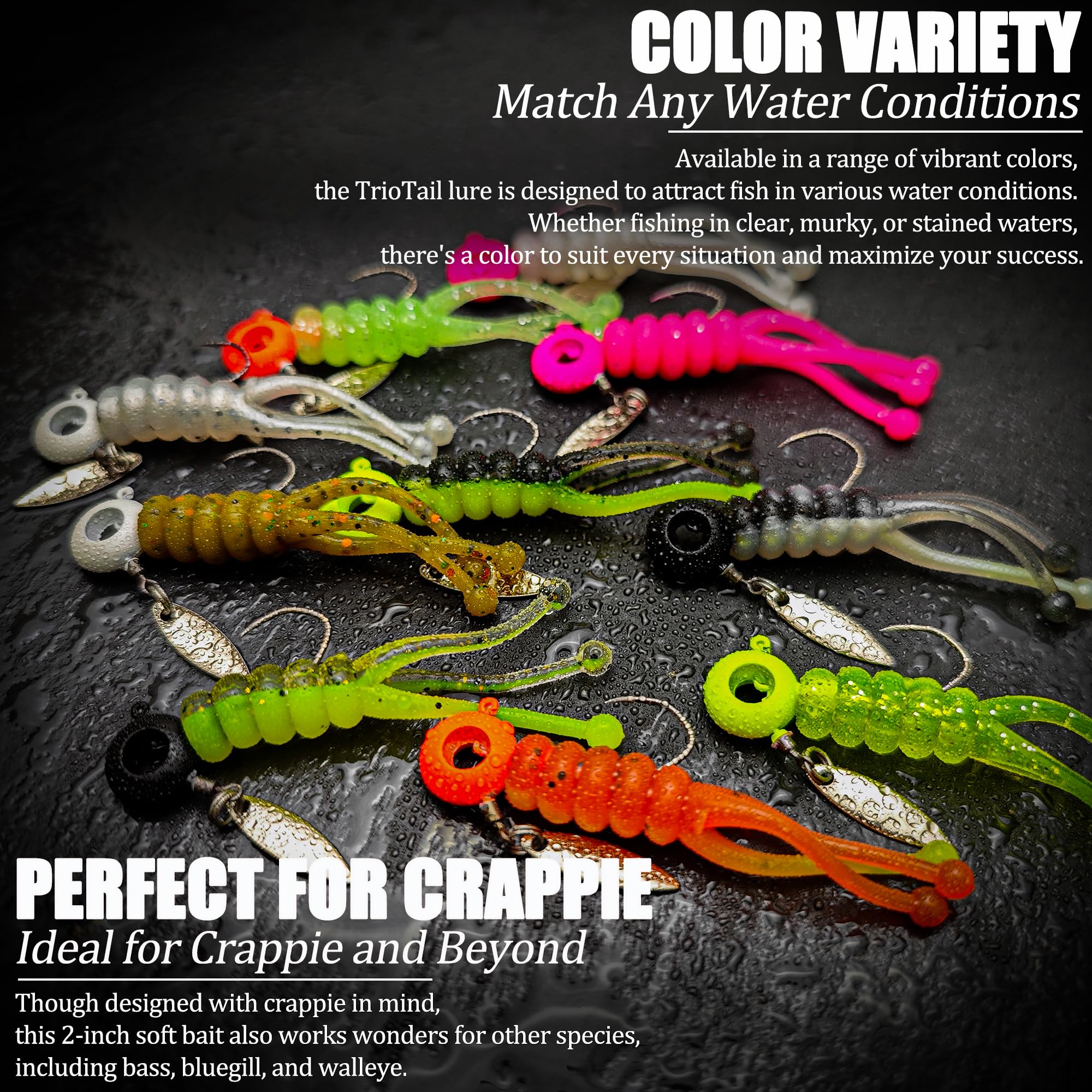 VMSIXVM Crappie Jig Heads Lures Baits with Spinner, Scent Holder, 110 Pcs