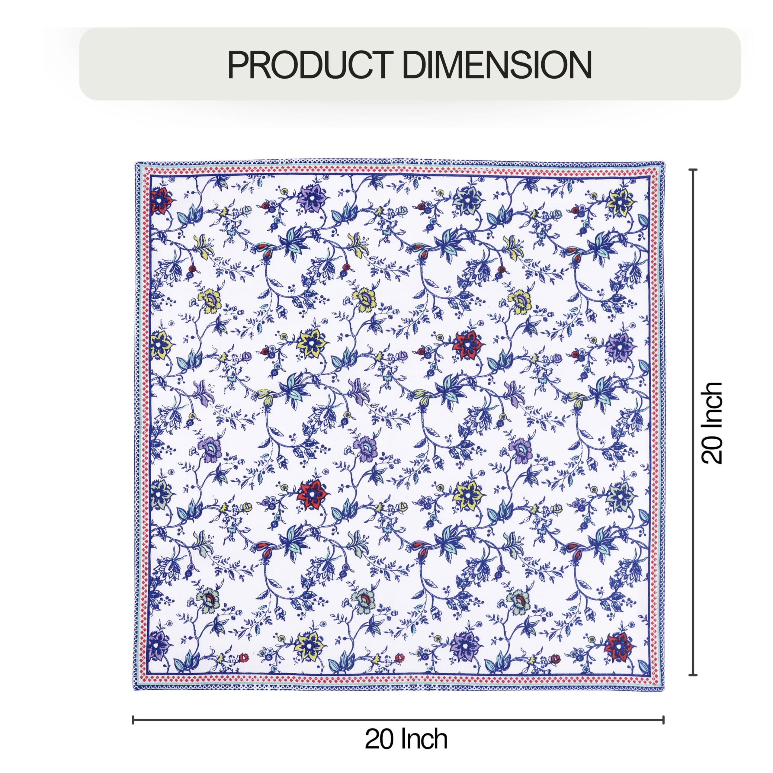 Lot de 12 serviettes de table imprimées FINGERCRAFT en coton et lin avec coins à onglets, lavables et réutilisables, 50,8 x 50,8 cm, bleu prairie