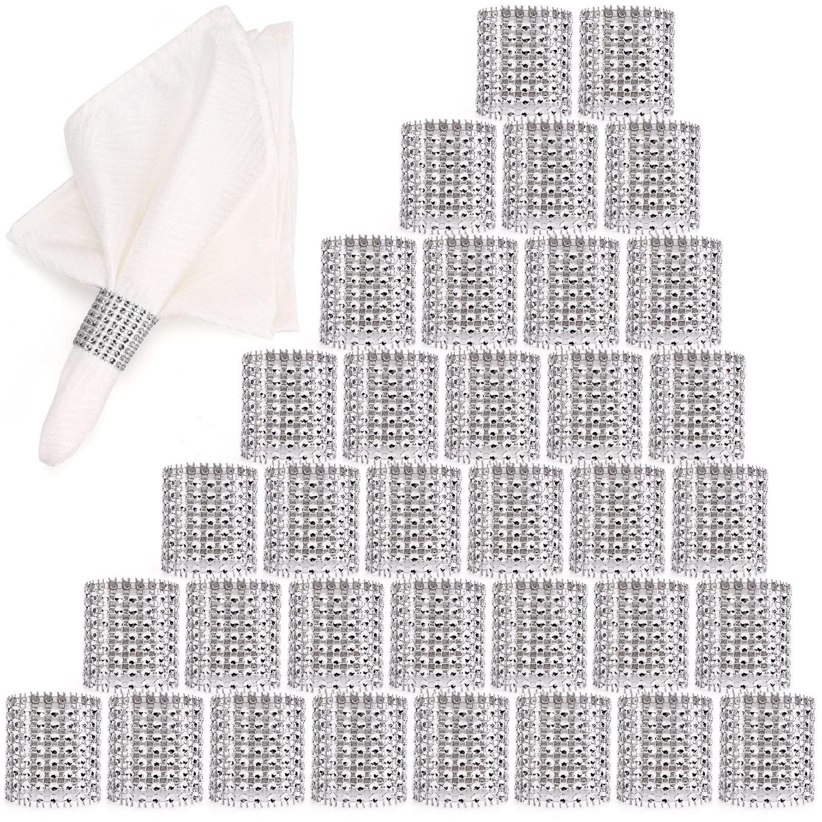 300 servilletas, hebillas brillantes para decoración de mesa, cena, boda, fiesta, decoración de bricolaje (blanco)