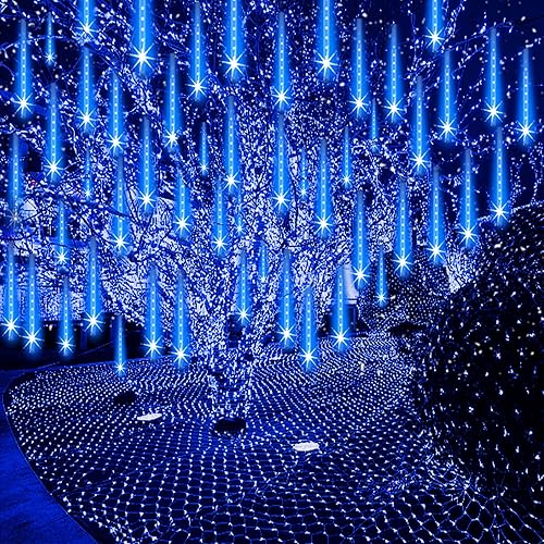 Miniatura 7 de Luces navideñas para exterior con diseño de lluvia de meteoritos, 24 tubos con 576 LEDs, efecto de caída de nieve, carámbanos, cascada de luces para