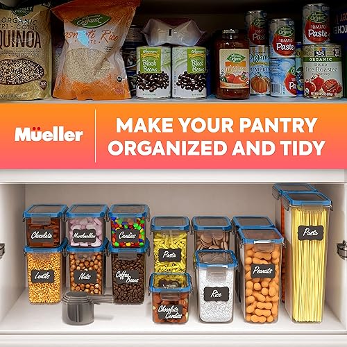 Miniatura 4 de Mueller Juego de recipientes herméticos para almacenamiento de alimentos con tapas, 14 piezas, organización y almacenamiento de cocina y despensa,