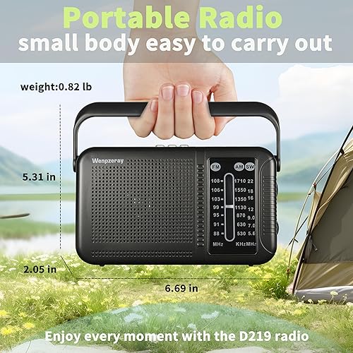 Miniatura 8 de Radios portátil AM FM onda corta, altavoz retro Bluetooth excelente recepción, compatible con tarjeta TF/reproducción USB, batería de dial grande o