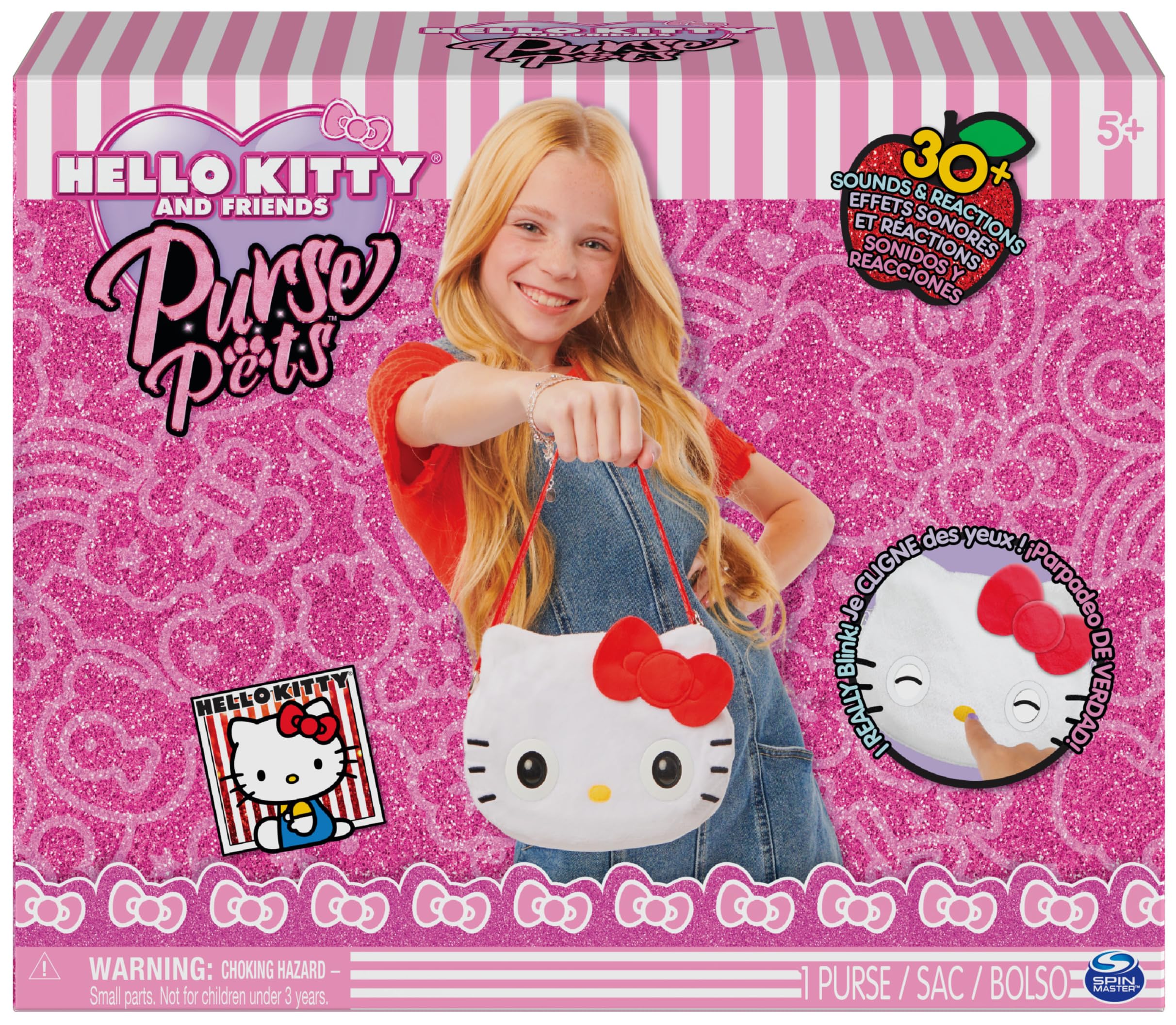 Purse Pets - Bolso Mascota INTERACTIVA - Sanrio Hello Kitty and Friends - Bolso niña y Mascota Interactiva Hello Kitty con más de 30 Sonidos y Reacciones - 6065365 - Juguetes niña 5 años +