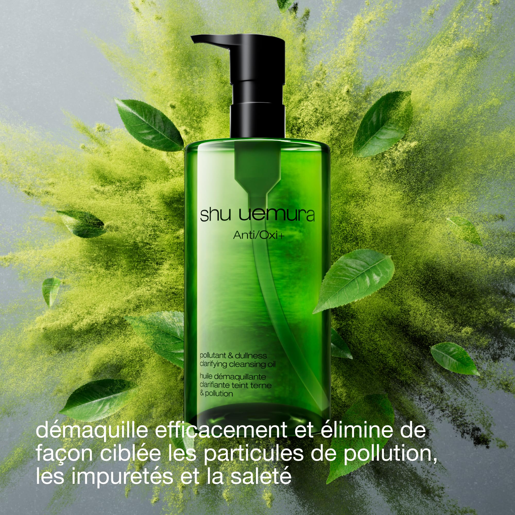 Shu Uemura Anti/Oxi+ Huile Démaquillante Visage, Huile Clarifiante Teint Terne & Pollution, Nettoyant Visage, Enrichie en Matcha d'Uji Japonais, Tous les Types de Peau
