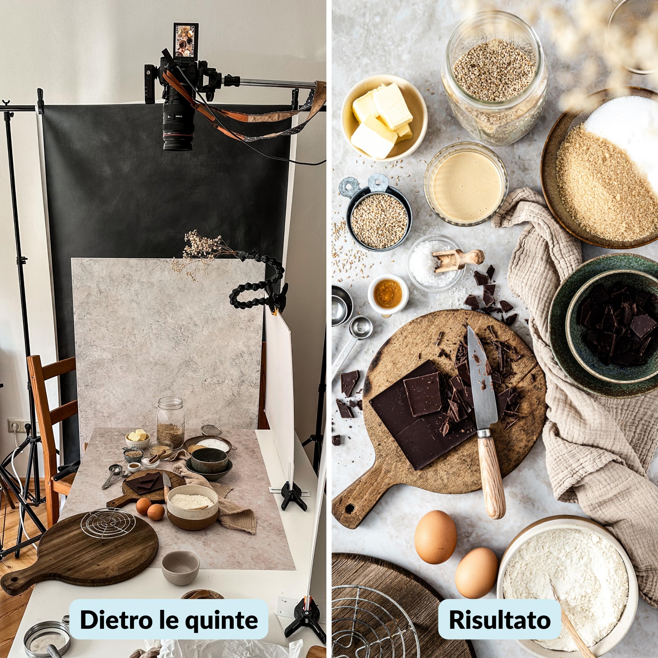 Lens-Aid Set 5 Sfondi Fotografici, 84x60cm – Pannelli Flatlay & Still Life con Doppia Superficie, Texture in Legno Diversificate – Lavabili & Resistenti