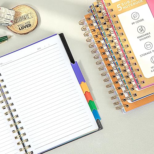 Miniatura 24 de CAGIE Cuadernos de espiral para trabajo escolar con pestañas divisoras extraíbles, 8.5 x 11 pulgadas, cuaderno de 5 materias a rayas universitarias